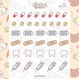 Medical Icons Planner Stickers (D001) - mihaland