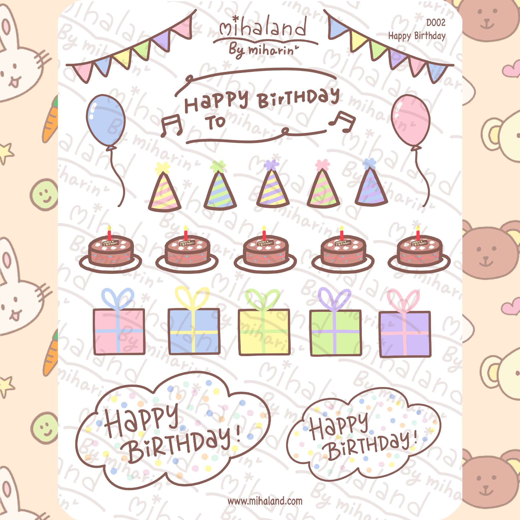 Happy Birthday Planner Stickers (D002) - mihaland