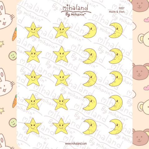 Moons & Stars Planner Stickers (D007) - mihaland