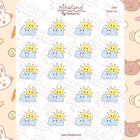 Cloudy Sun Planner Stickers (D009) - mihaland