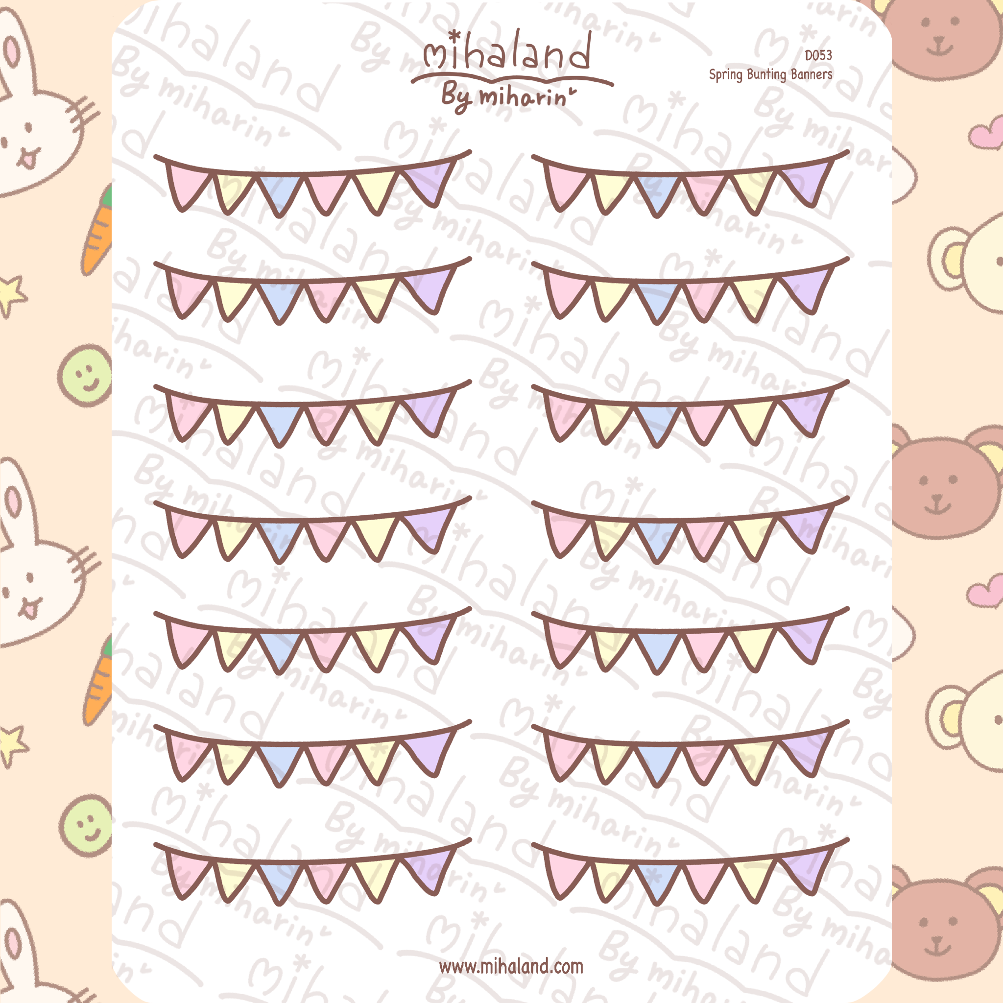 Spring Bunting Banners Planner Stickers (D053) - mihaland