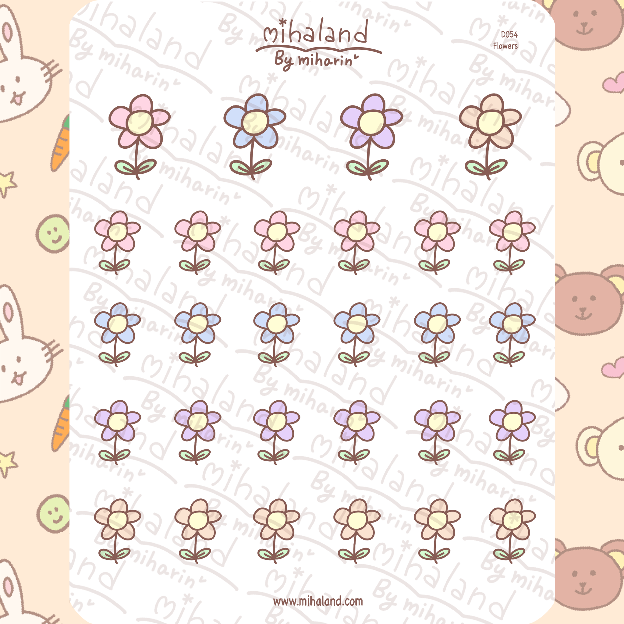 Flowers Planner Stickers (D054) - mihaland