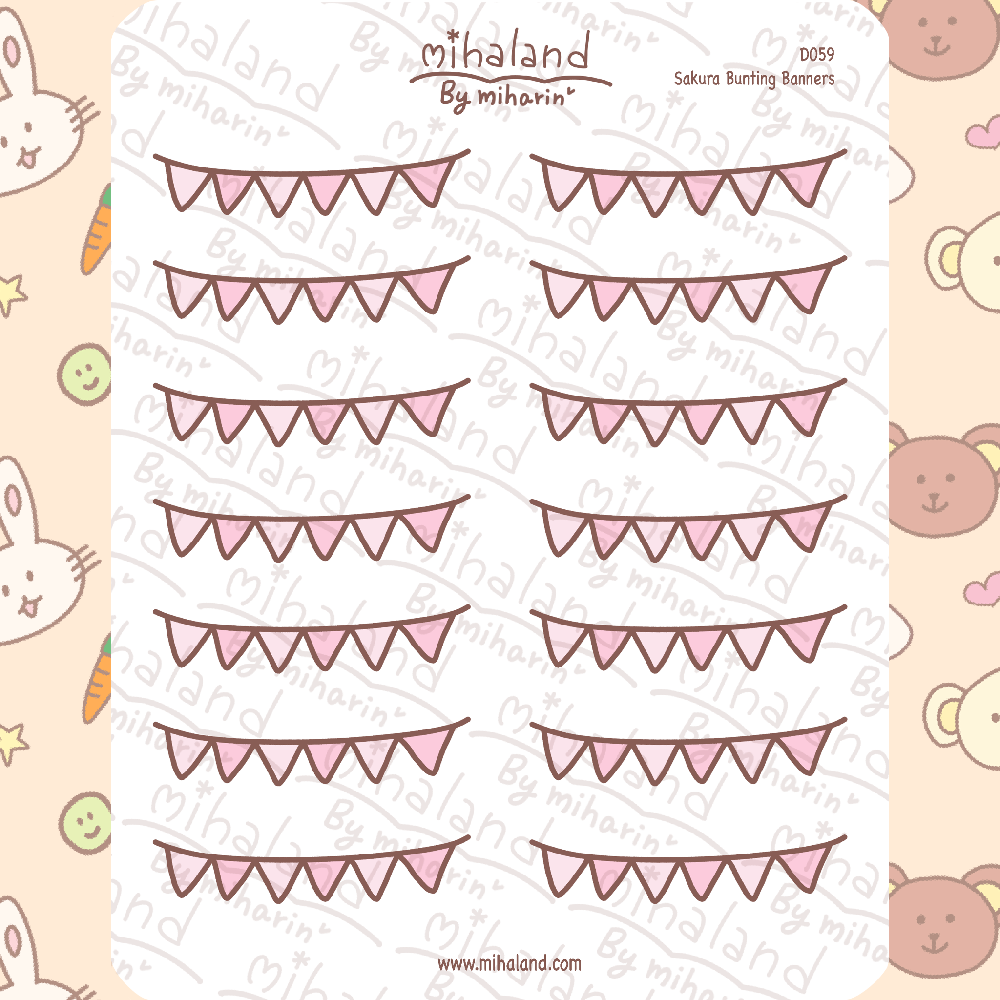 Sakura Bunting Banners Planner Stickers (D059) - mihaland