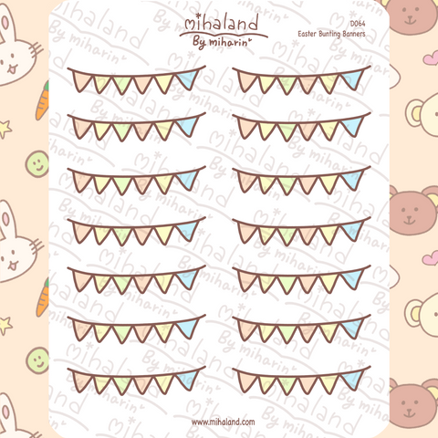 Easter Bunting Banners Planner Stickers (D064) - mihaland