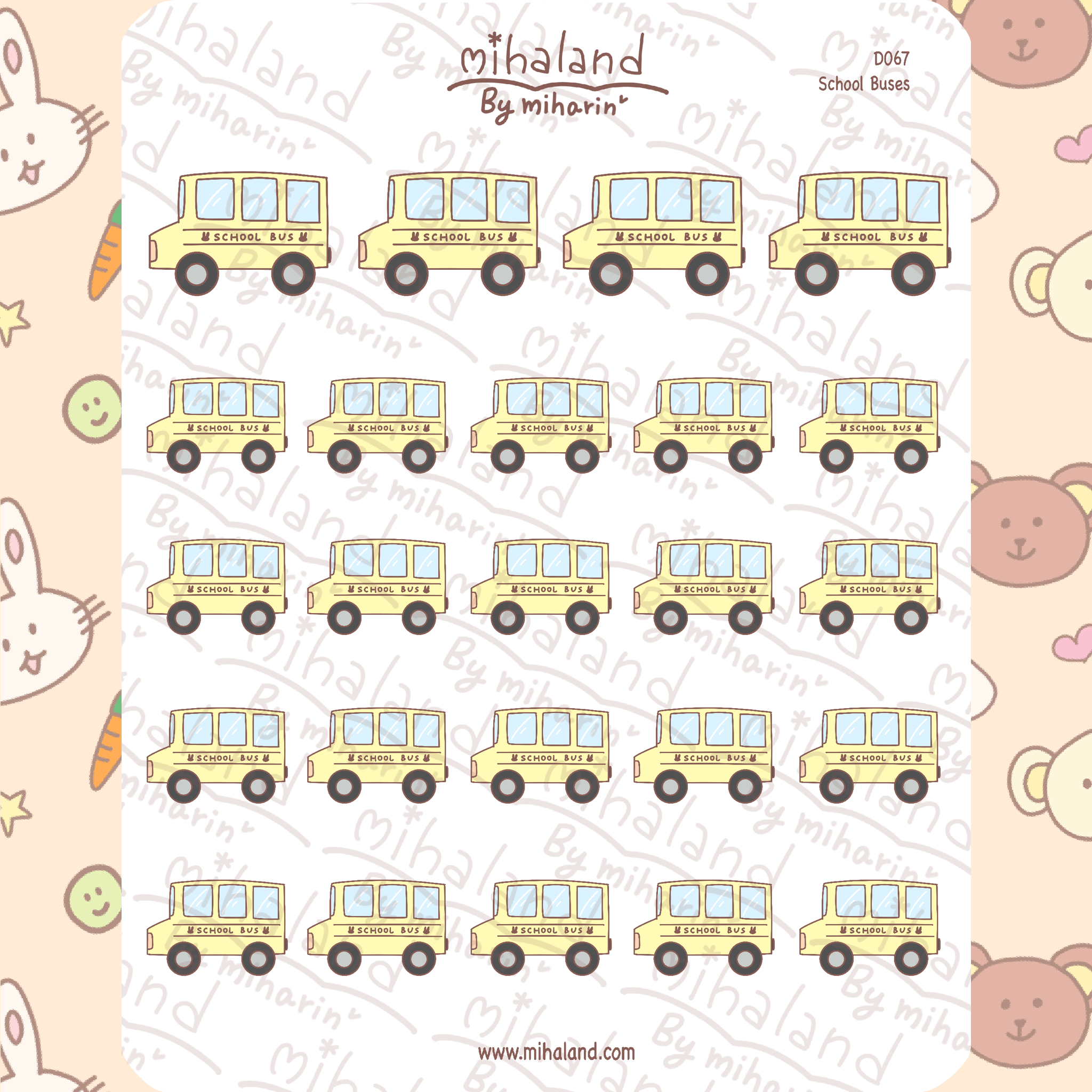 School Buses Planner Stickers (D067) - mihaland