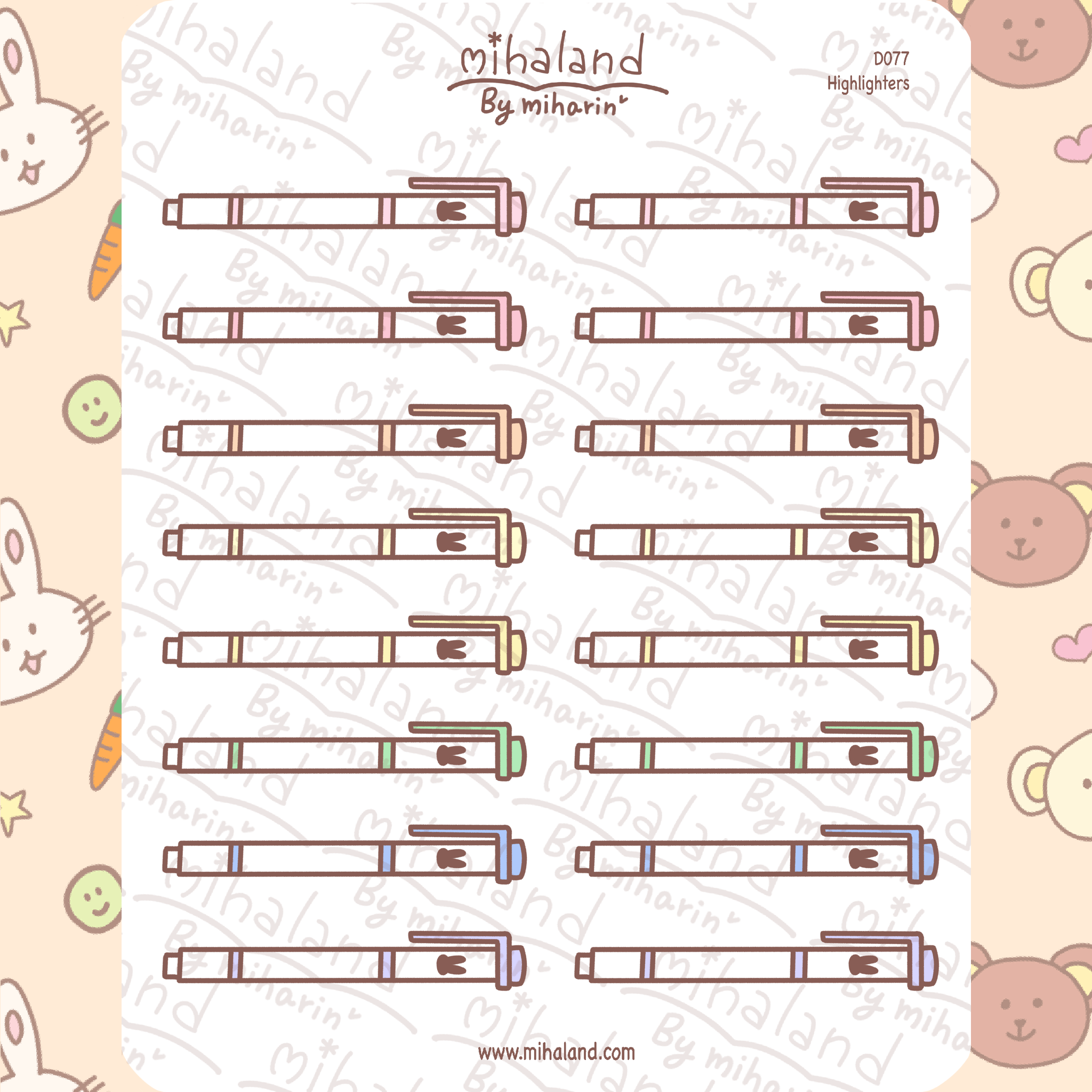 Highlighters Planner Stickers (D077) - mihaland