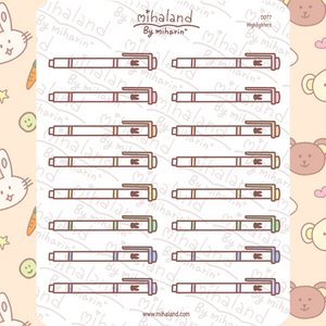 Highlighters Planner Stickers (D077) - mihaland