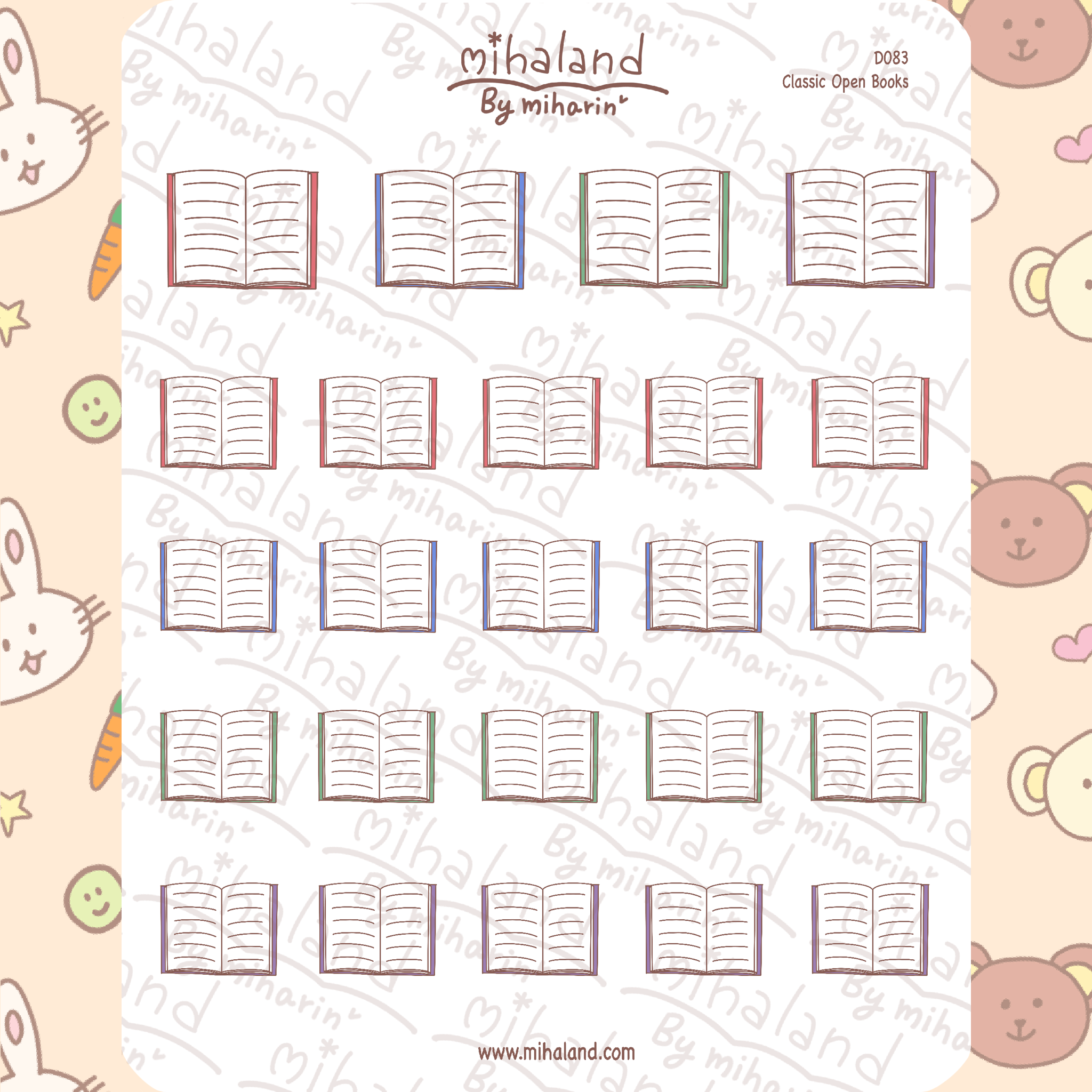 Classic Open Books Planner Stickers (D083) - mihaland