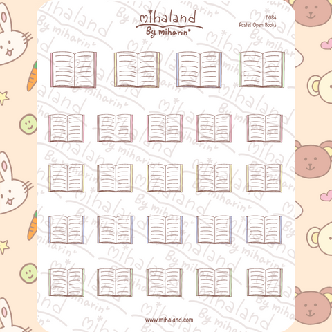 Pastel Open Books Planner Stickers (D084) - mihaland