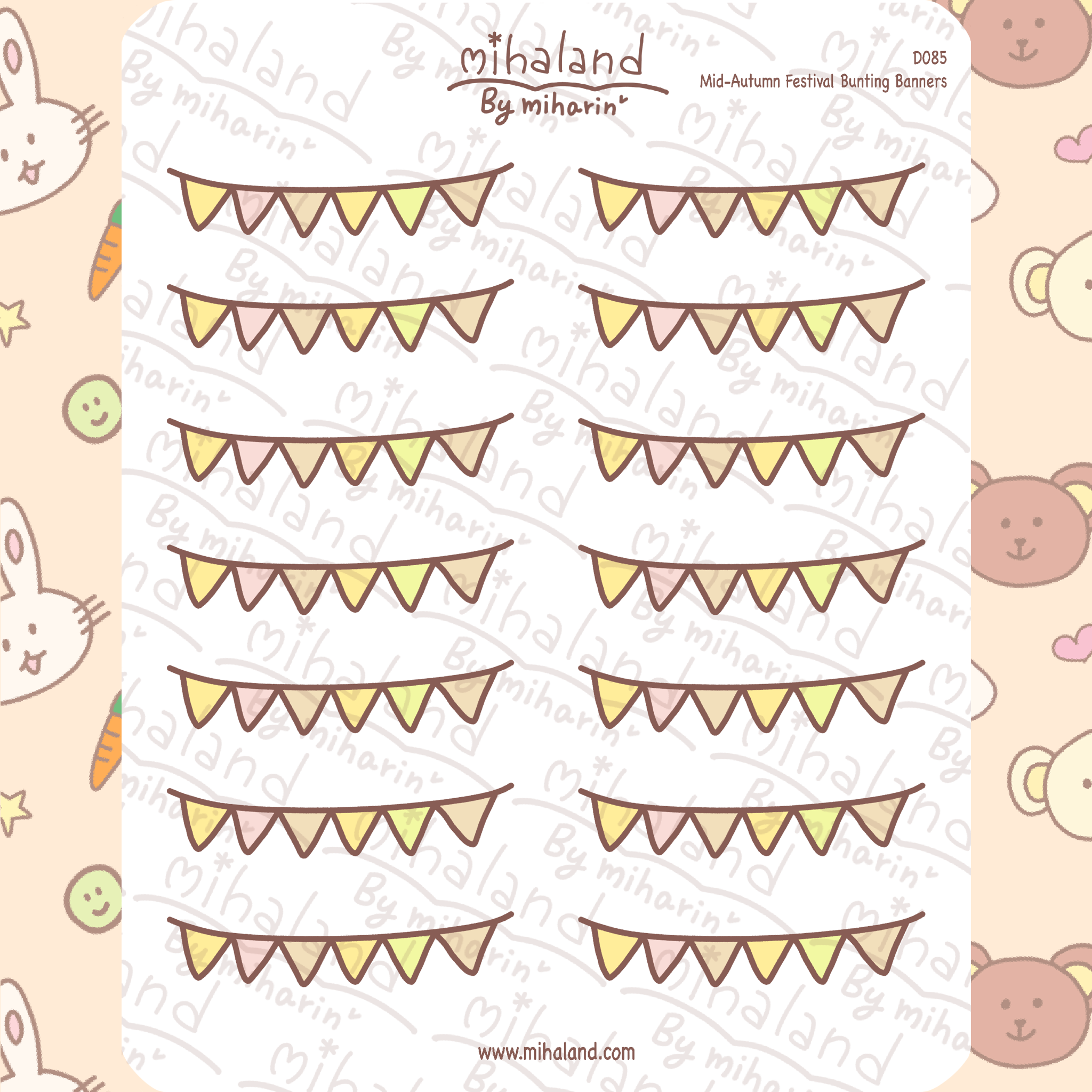 Mid-Autumn Festival Bunting Banners Planner Stickers (D085)