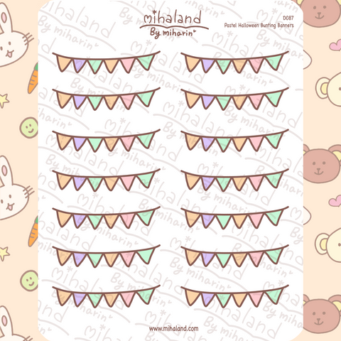 Pastel Halloween Bunting Banners Planner Stickers (D087)