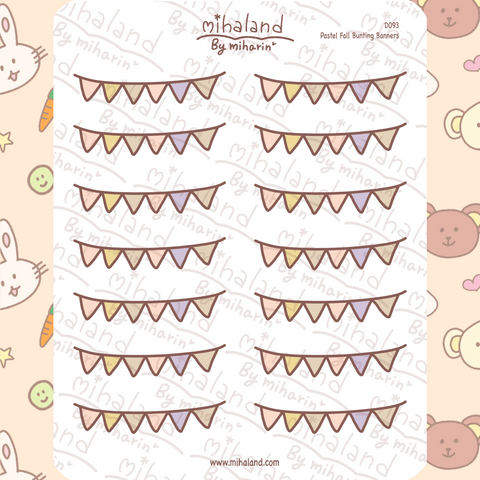 Pastel Fall Bunting Banners Planner Stickers (D093)