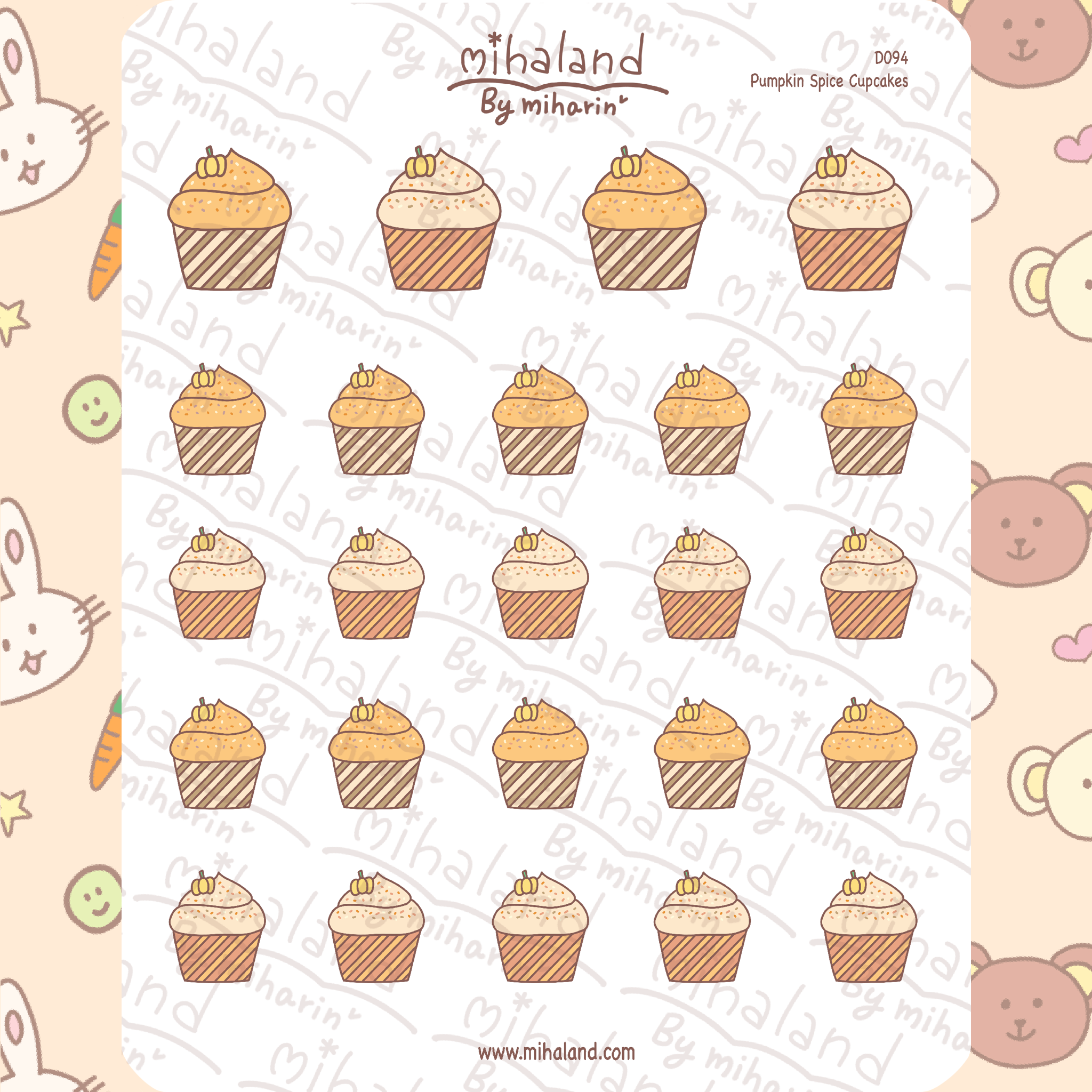 Pumpkin Spice Cupcakes Planner Stickers (D094)