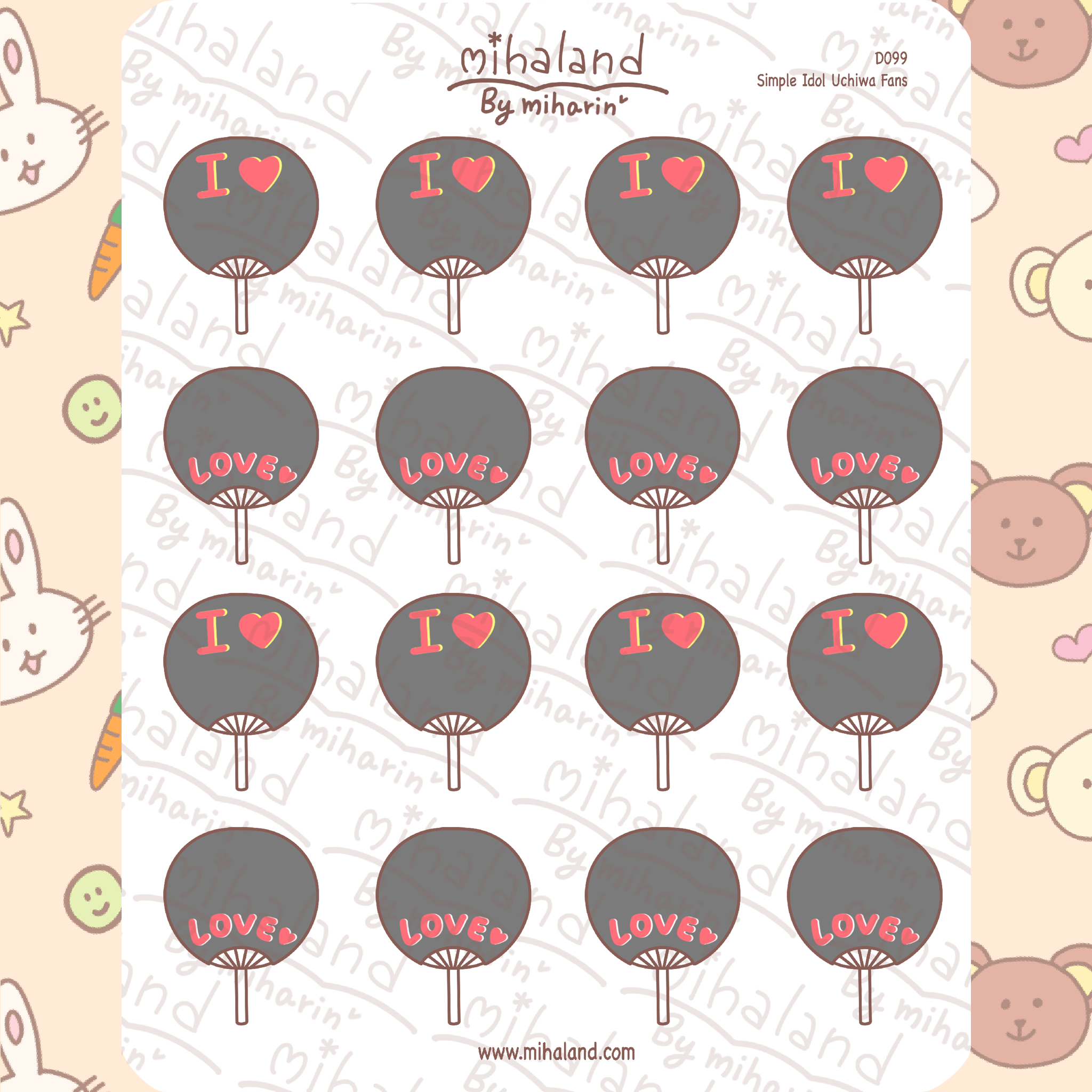 Simple Idol Uchiwa Fans Planner Stickers (D099)