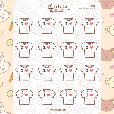 Simple Idol Wota T-shirts Planner Stickers (D101)