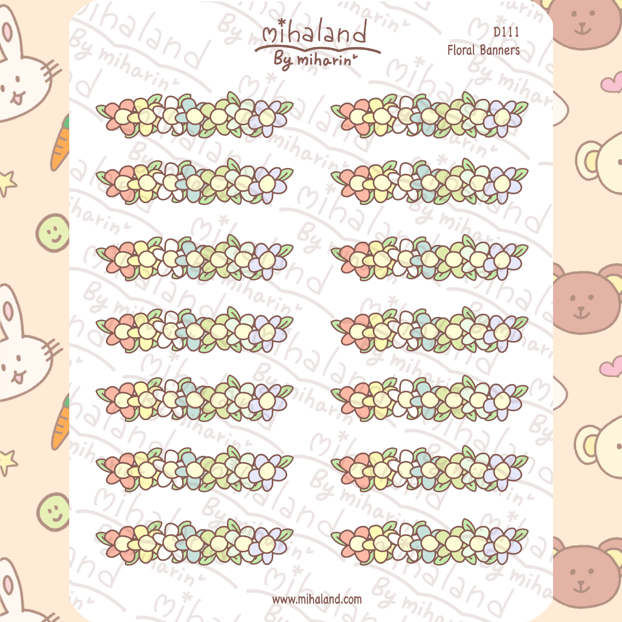 Floral Banners Planner Stickers (D111)