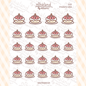 Strawberry Cakes Planner Stickers (D123)