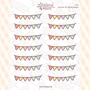 2nd Anniv. Ver. Bunting Banners Planner Stickers (D126)