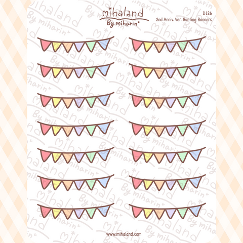 2nd Anniv. Ver. Bunting Banners Planner Stickers (D126)