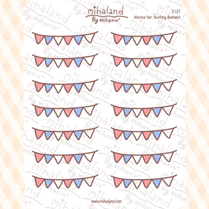 Marine Ver. Bunting Banners Planner Stickers (D127)