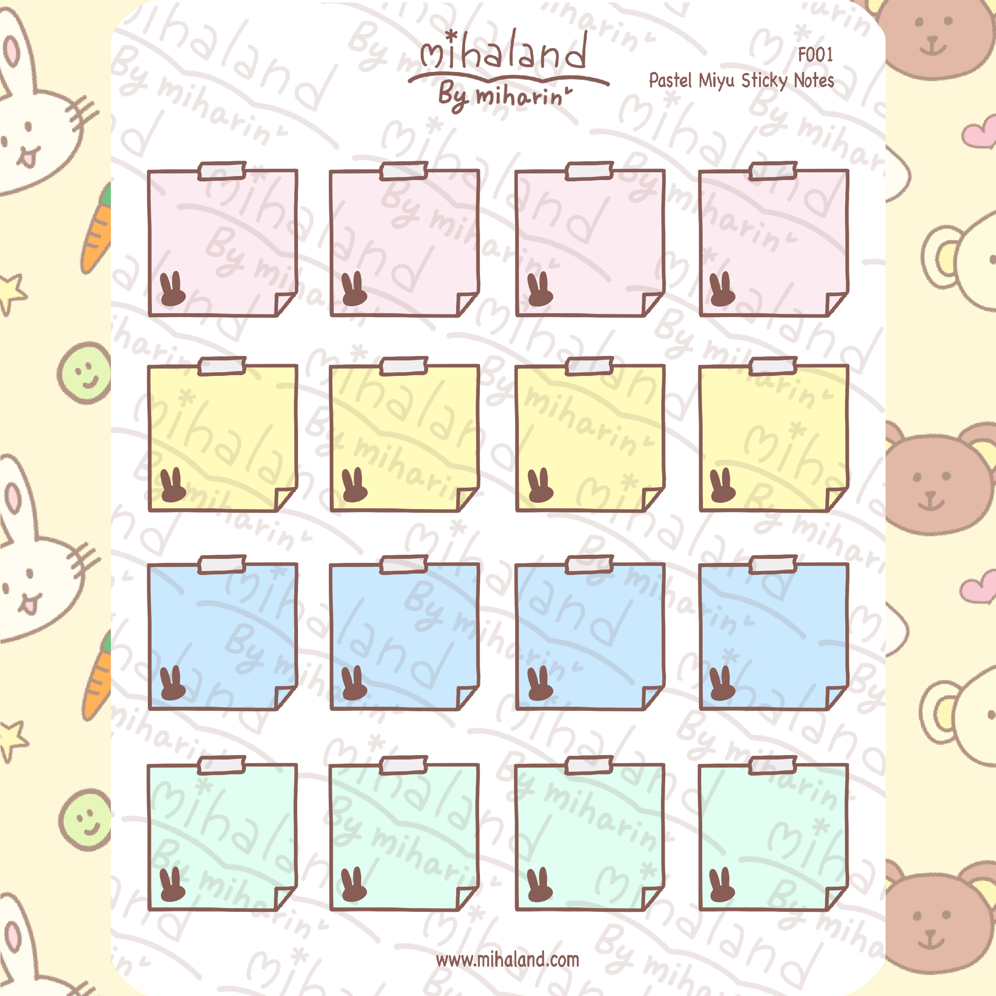 Pastel Miyu Sticky Notes Planner Stickers (F001) - mihaland