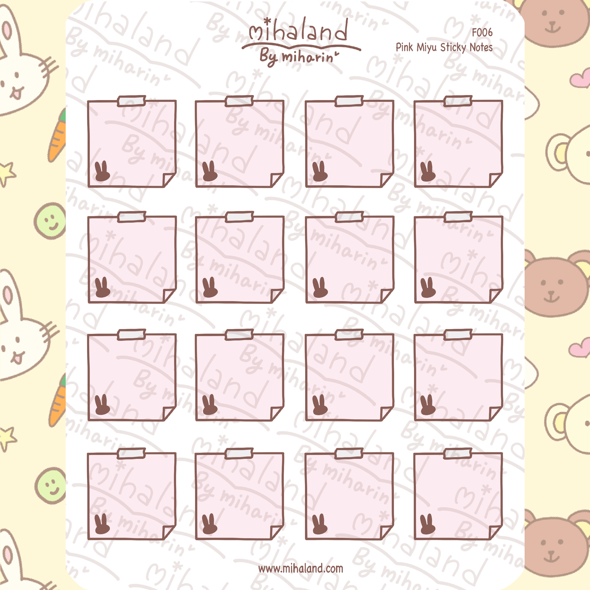 Pink Miyu Sticky Notes Planner Stickers (F006) - mihaland