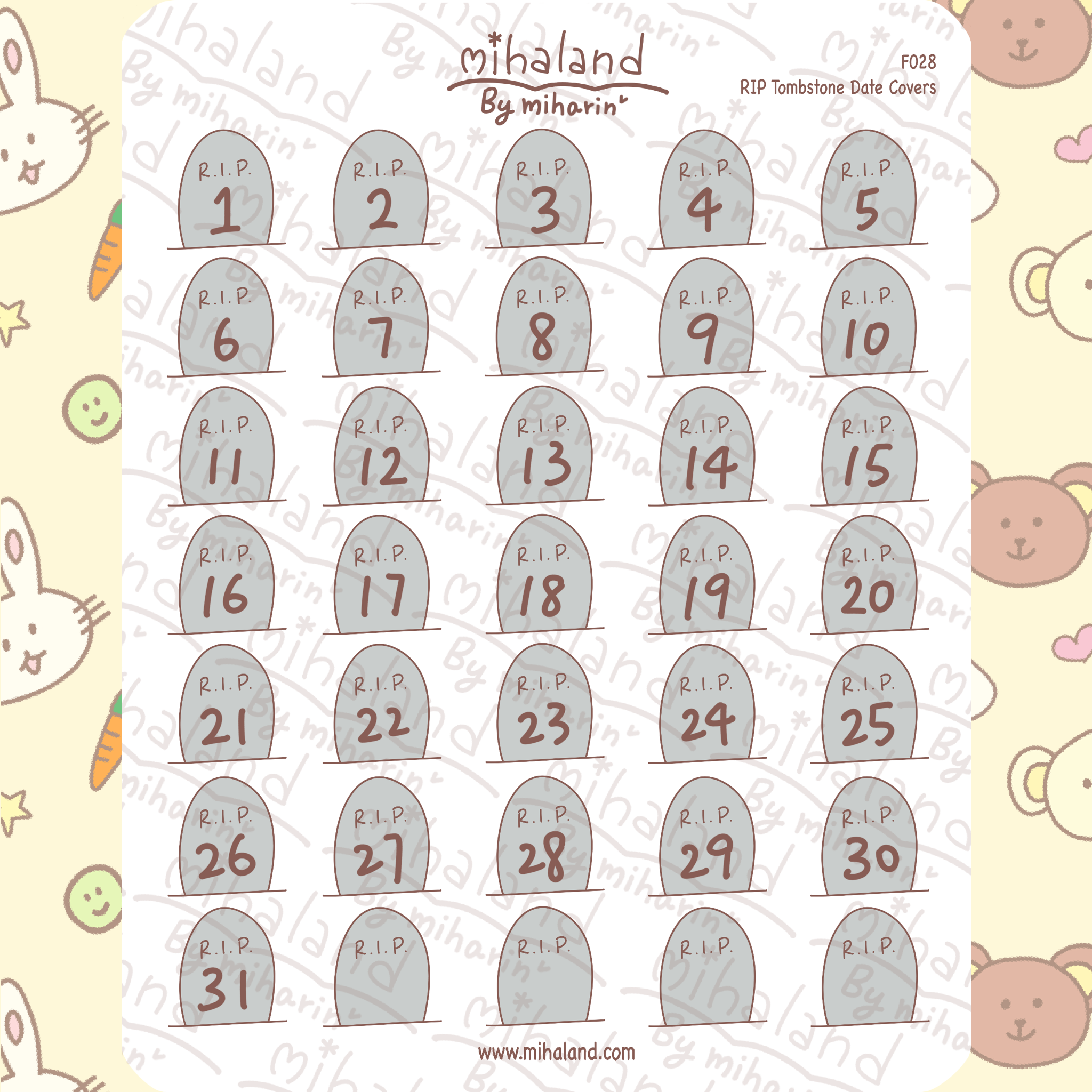 RIP Tombstone Date Covers Planner Stickers (F028)