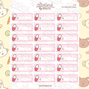 Pink Medical Bill Trackers Planner Stickers (F032)