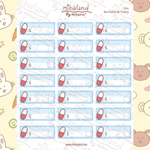 Blue Medical Bill Trackers Planner Stickers (F034)
