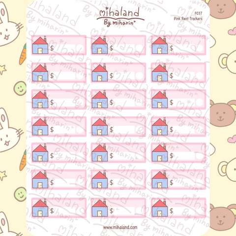 Pink Rent Trackers Planner Stickers (F037)