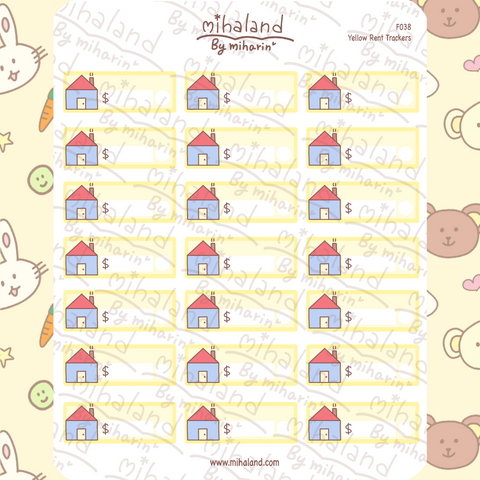 Yellow Rent Trackers Planner Stickers (F038)