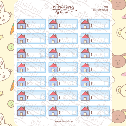Blue Rent Trackers Planner Stickers (F039)