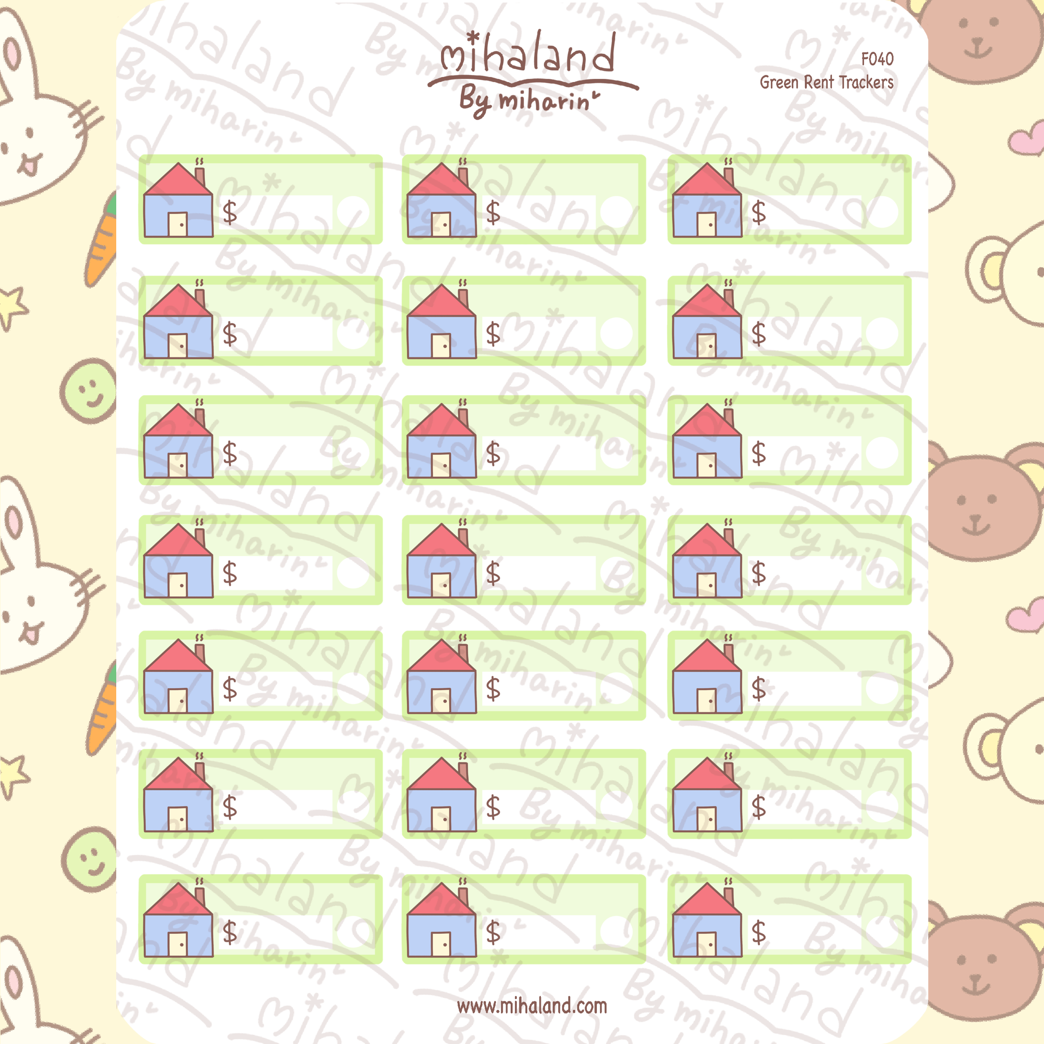 Green Rent Trackers Planner Stickers (F040)