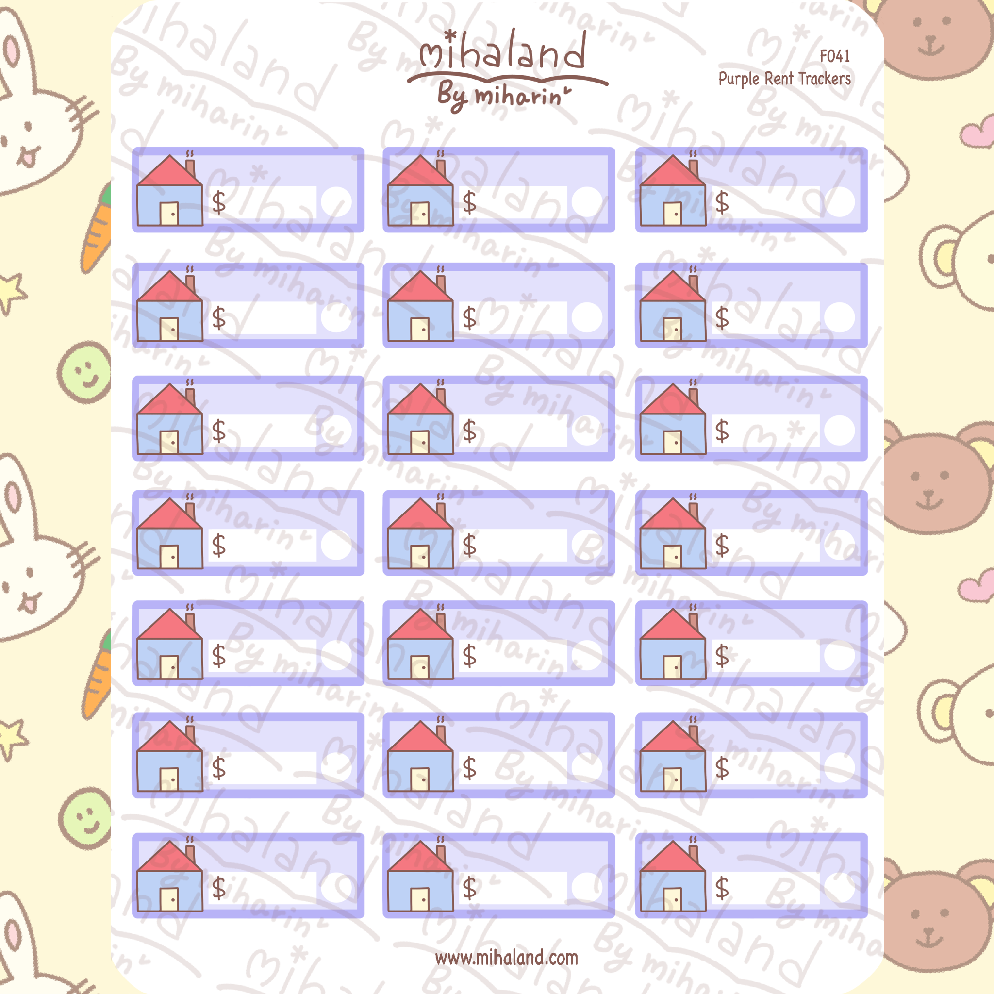 Purple Rent Trackers Planner Stickers (F041)
