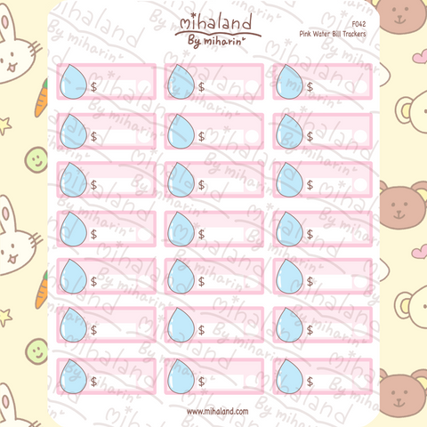 Pink Water Trackers Planner Stickers (F042)