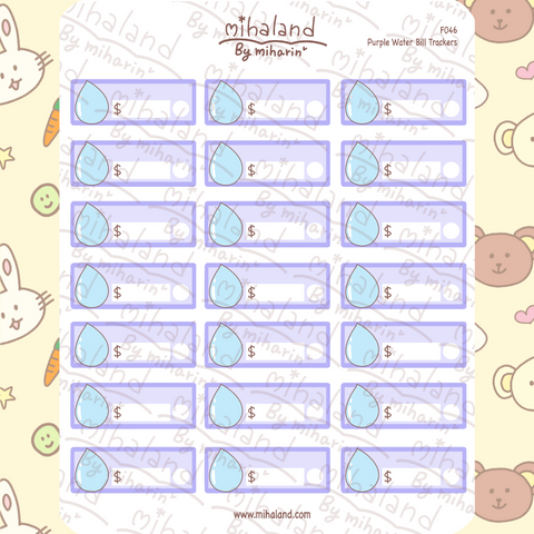 Purple Water Trackers Planner Stickers (F046)