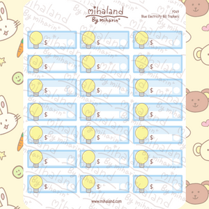Blue Electricity Bill Trackers Planner Stickers (F049)