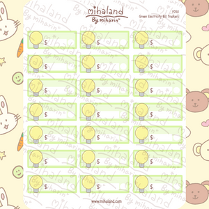 Green Electricity Bill Trackers Planner Stickers (F050)