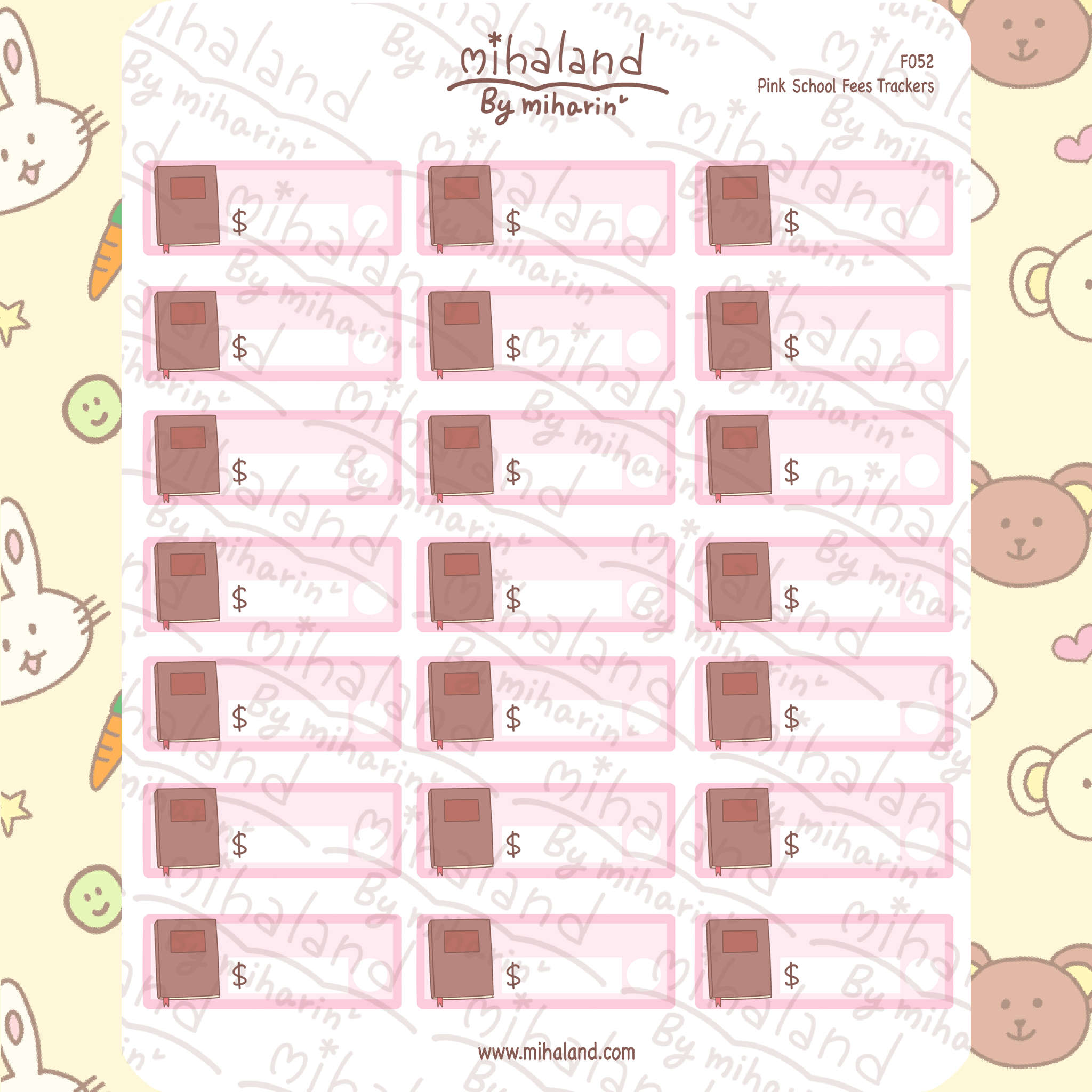 Pink School Fees Trackers Planner Stickers (F052)