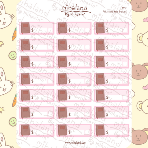 Pink School Fees Trackers Planner Stickers (F052)