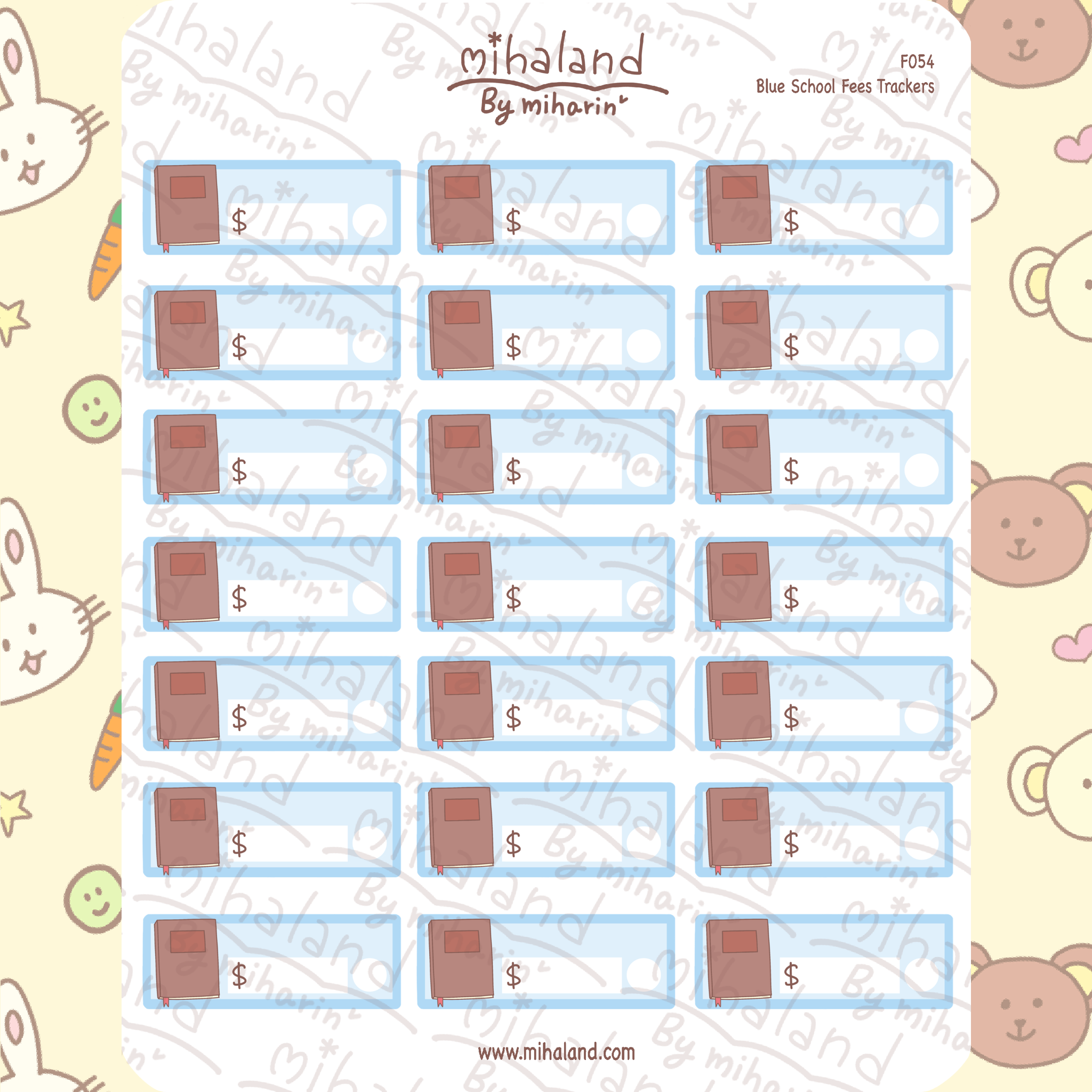 Blue School Fees Trackers Planner Stickers (F054)