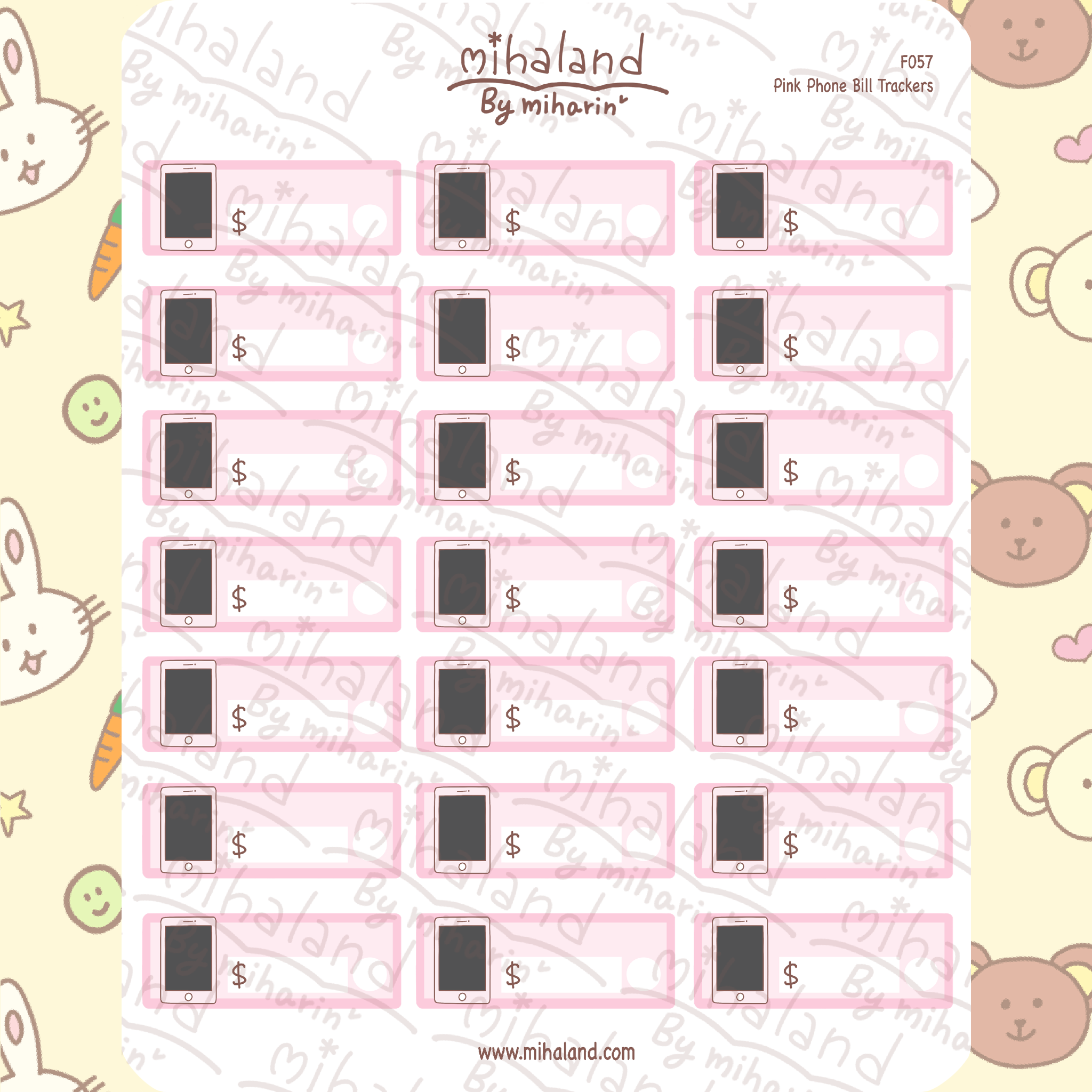 Pink Phone Bill Trackers Planner Stickers (F057)