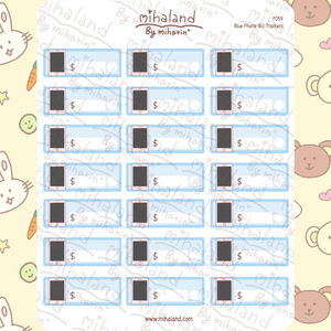 Blue Phone Bill Trackers Planner Stickers (F059)
