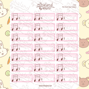 Pink Music Fees Trackers Planner Stickers (F062)