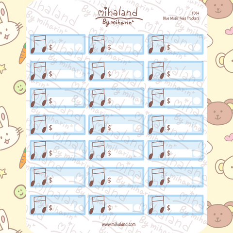 Blue Music Fees Trackers Planner Stickers (F064)