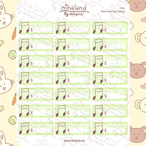 Green Music Fees Trackers Planner Stickers (F065)