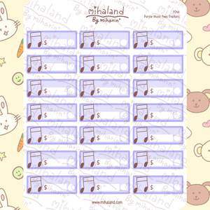 Purple Music Fees Trackers Planner Stickers (F066)