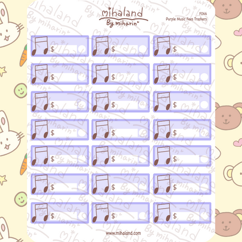 Purple Music Fees Trackers Planner Stickers (F066)