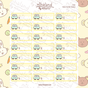 Yellow Car Bill Trackers Planner Stickers (F068)