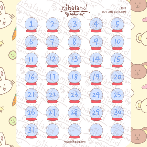 Snow Globe Date Covers Planner Stickers (F088)